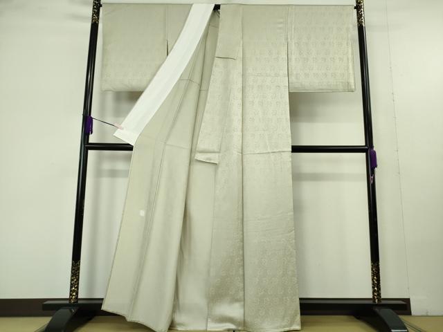 平和屋本店▽極上 皇室献上作家 藤井寛 色無地 単衣 花地紋 夏虫色 逸品 DZAC0231kh6
