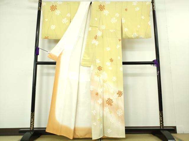 平和屋本店●極上 銀座 志ま亀 訪問着 枝垂れ花 暈し染め 鬼しぼ縮緬 たとう紙付き 逸品 DZAC0236kh6