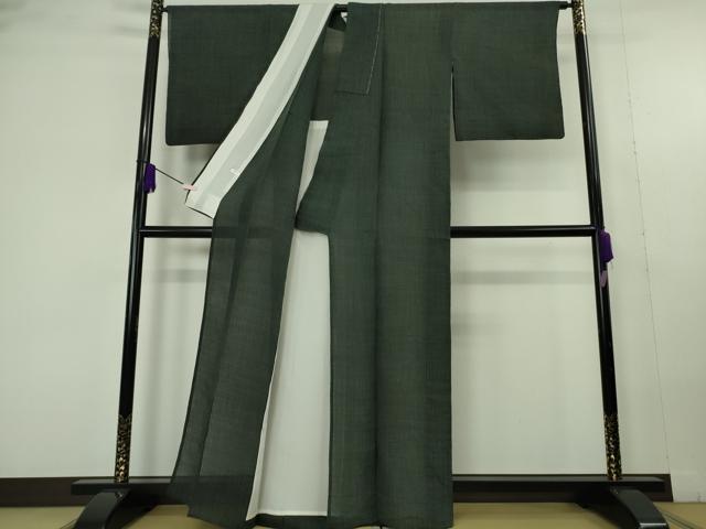 平和屋本店*極上 夏物 越後上布 苧麻 縞 黒緑色地 逸品 DZAC0242kh6
