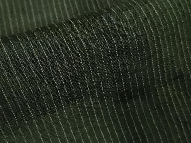 平和屋本店*極上 夏物 越後上布 苧麻 縞 黒緑色地 逸品 DZAC0242kh6