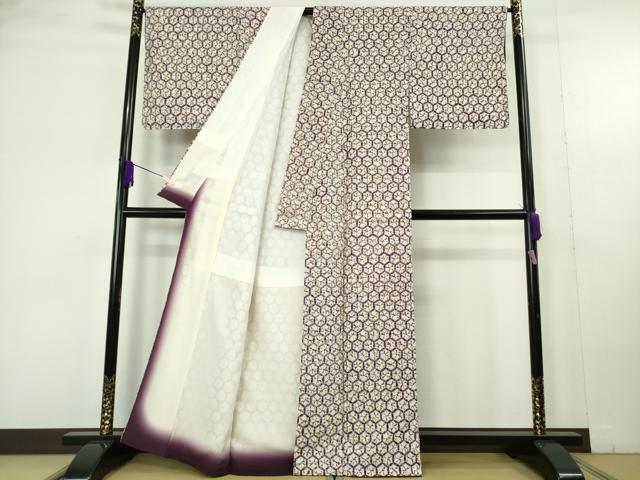 平和屋本店●極上 岩手の匠 草紫堂 南部絞り 紫根染 紬 亀甲繋ぎ 正絹 逸品 未使用 DZAC0247kh6