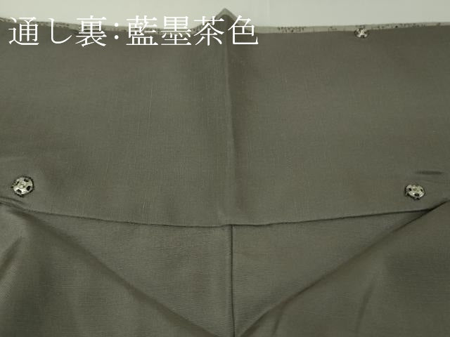 平和屋本店●極上 本場結城紬 重要無形文化財 地機 100亀甲 河野商店謹製 籬花文 利休白茶色地 証紙付き 逸品 未使用 DZAC0253kh6