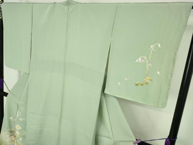 平和屋本店●極上 京加賀友禅 百貫石峰 訪問着 加賀百撰 枝花文 裏葉柳色地 色紙付き 逸品 未使用 DZAC0268kh6