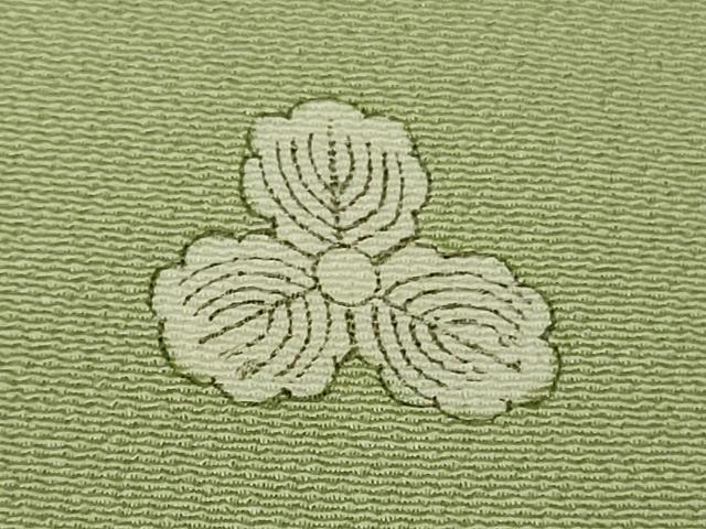 平和屋本店●極上 銀座 志ま亀 色留袖 扇面花文 若葉色地 金彩 鬼しぼ縮緬 たとう紙付き 逸品 DZAC0269kh6