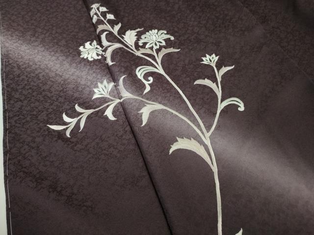 平和屋本店●極上 訪問着 総刺繍 枝花文 深紫色地 暈し染め 金糸 逸品 未使用 DZAC0290kh6