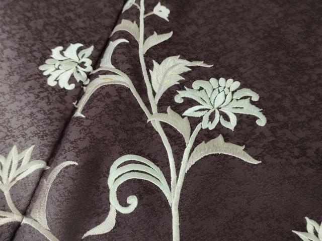 平和屋本店●極上 訪問着 総刺繍 枝花文 深紫色地 暈し染め 金糸 逸品 未使用 DZAC0290kh6