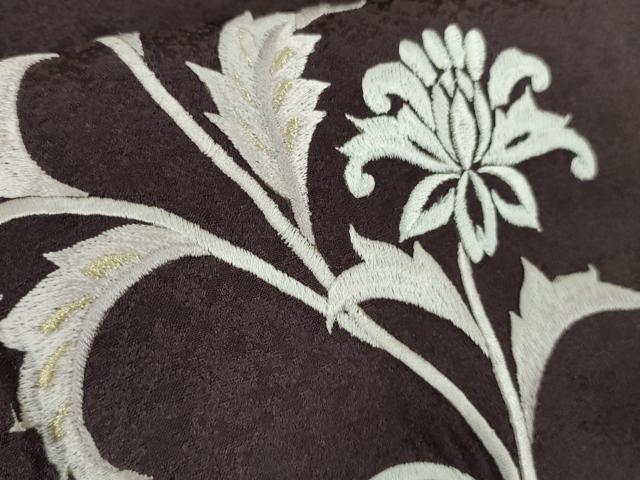 平和屋本店●極上 訪問着 総刺繍 枝花文 深紫色地 暈し染め 金糸 逸品 未使用 DZAC0290kh6
