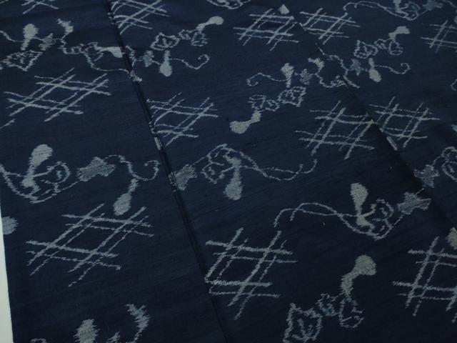 平和屋着物▽極上 弓浜絣 単衣 瓢箪蔦の葉文 正絹 逸品 DZAC0297kh6