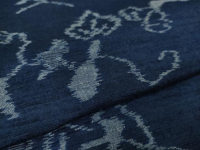 平和屋着物▽極上 弓浜絣 単衣 瓢箪蔦の葉文 正絹 逸品 DZAC0297kh6