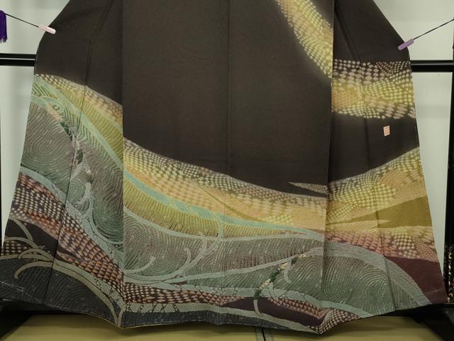 平和屋本店●極上 十日町 名門 滝泰謹製 訪問着 相良刺繍 おぼろ染 襲ね絞り 暈し染め 金通し地 逸品 未使用 DZAC0301kh6