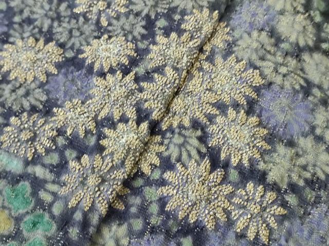 平和屋本店●極上 十日町 名門 滝泰謹製 相良刺繍 おぼろ染 襲ね絞り 訪問着 風景花文 暈し染め 金通し地 逸品 未使用 DZAC0305kh6