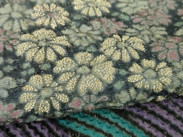 平和屋本店●極上 十日町 名門 滝泰謹製 相良刺繍 おぼろ染 襲ね絞り 訪問着 風景花文 暈し染め 金通し地 逸品 未使用 DZAC0305kh6