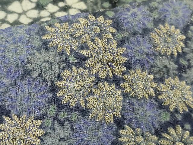 平和屋本店●極上 十日町 名門 滝泰謹製 相良刺繍 おぼろ染 襲ね絞り 訪問着 風景花文 暈し染め 金通し地 逸品 未使用 DZAC0305kh6