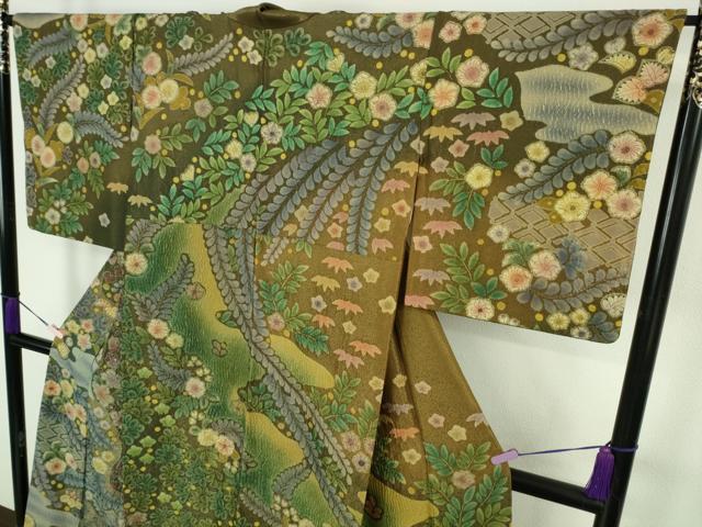 平和屋本店●極上 訪問着 辻が花 暈し染め 金通し地 逸品 DZAC0306kh6