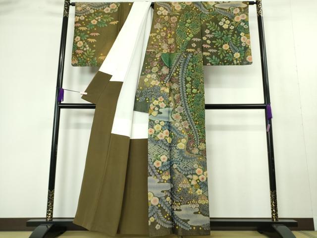 平和屋本店●極上 訪問着 辻が花 暈し染め 金通し地 逸品 DZAC0306kh6