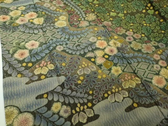 平和屋本店●極上 訪問着 辻が花 暈し染め 金通し地 逸品 DZAC0306kh6
