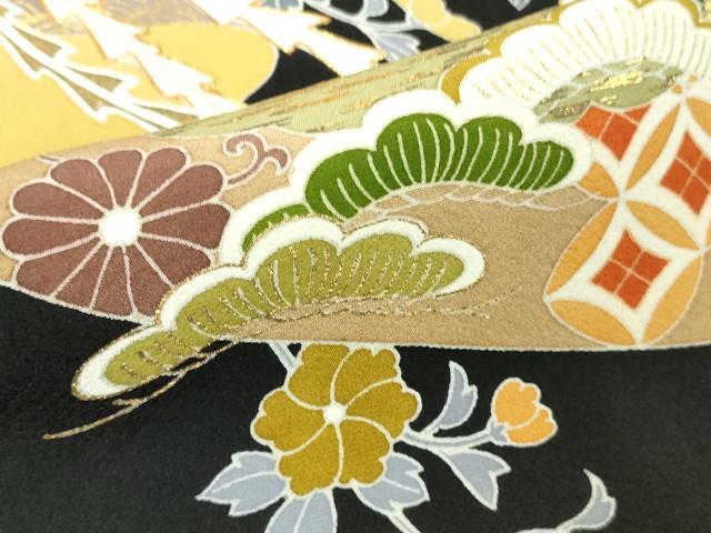 平和屋本店●極上 創業460年・千總 黒留袖 駒刺繍 鳳凰吉祥花文 金彩 逸品 未使用 DZAC0308kh6