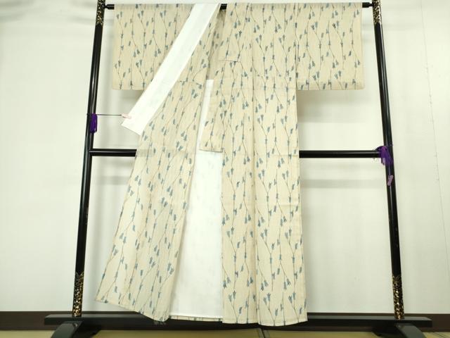 平和屋本店*極上 夏物 首里 ロートン織 道屯織 小紋 型染 枝蕾 蒸栗色地 逸品 DZAC0321kh6