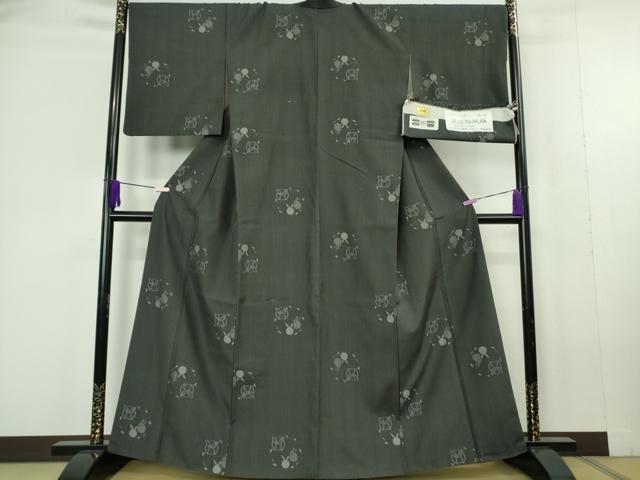平和屋本店●極上 結城紬 奥順謹製 はたおり娘 兎 うさぎ 藍鉄色地 さが美扱い 証紙付き 逸品 DZAC0324kh6