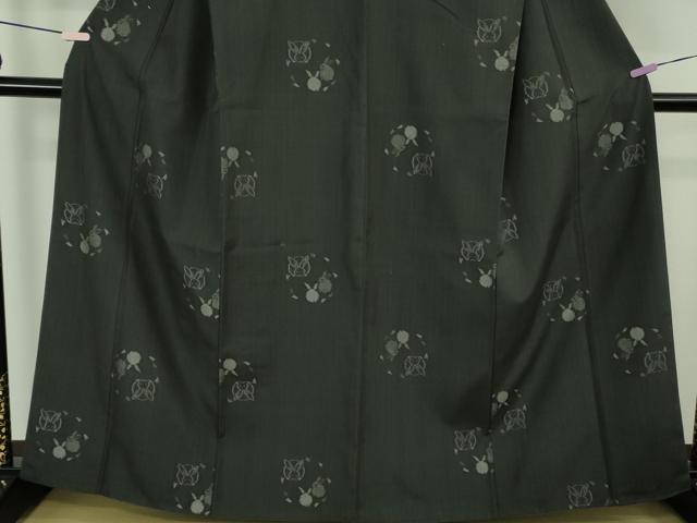 平和屋本店●極上 結城紬 奥順謹製 はたおり娘 兎 うさぎ 藍鉄色地 さが美扱い 証紙付き 逸品 DZAC0324kh6