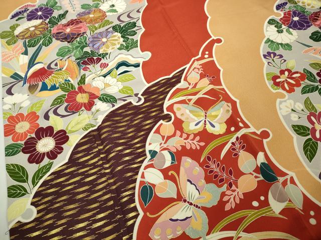 平和屋本店●極上 創業460年・千總 振袖 駒刺繍 雪輪 鴛鴦舞蝶花文 金彩 高島屋扱い 逸品 DZAC0332kh6