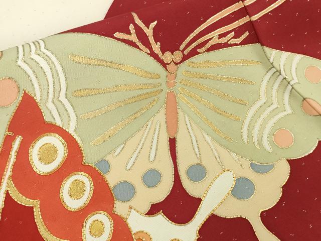 平和屋本店●極上 創業460年・千總 振袖 駒刺繍 舞蝶芝文 金彩 銀通し地 高島屋扱い 逸品 未使用 DZAC0333kh6
