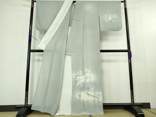 平和屋本店*極上 夏物 本加賀友禅作家 鶴見保次 訪問着 絽縮緬 竹花文 パウダーブルー色地 暈し染め 逸品 DZAC0335kh6