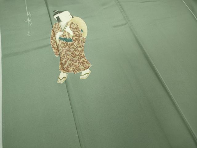 平和屋本店●極上 加賀友禅の巨匠 初代 由水十久 訪問着 童子 枝垂れ柳 薄青色地 暈し染め 銀座おゝぎ屋扱い 逸品 DZAC0342kh6