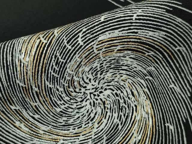 平和屋本店●希少 西陣 長嶋成織物 訪問着 刺繍 瀞金箔 渦 黒地 金糸 逸品 DZAC0347kh6