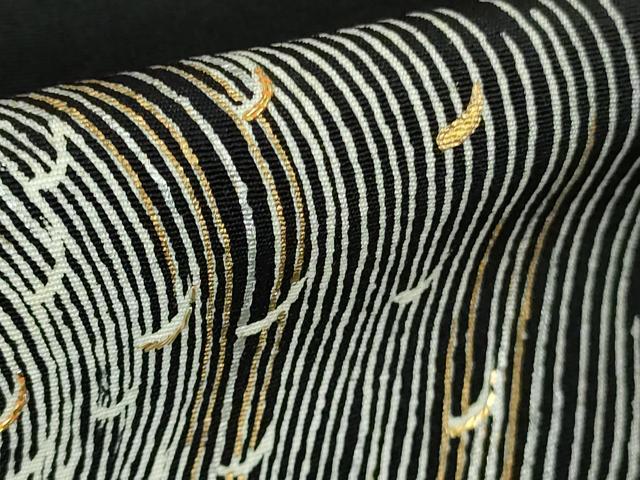 平和屋本店●希少 西陣 長嶋成織物 訪問着 刺繍 瀞金箔 渦 黒地 金糸 逸品 DZAC0347kh6