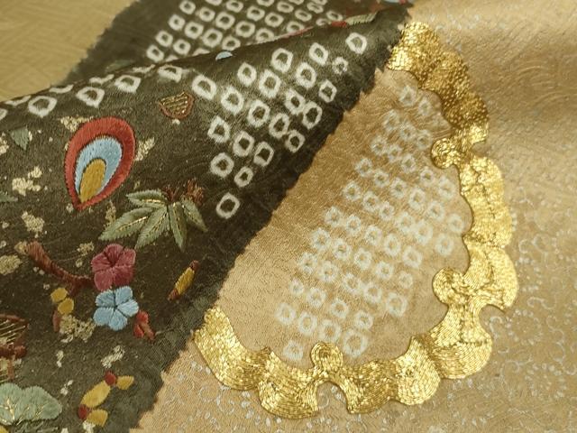平和屋本店●極上 訪問着 駒刺繍 絞り 宝尽くし 吉祥花松文 金彩 逸品 DZAC0349kh6