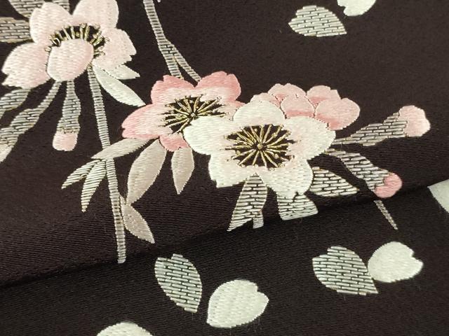 平和屋本店●極上 中国三大刺繍 相良刺繍 総刺繍 訪問着 舞桜 菊 紫黒色地 金糸 ロング丈 逸品 DZAC0353kh6