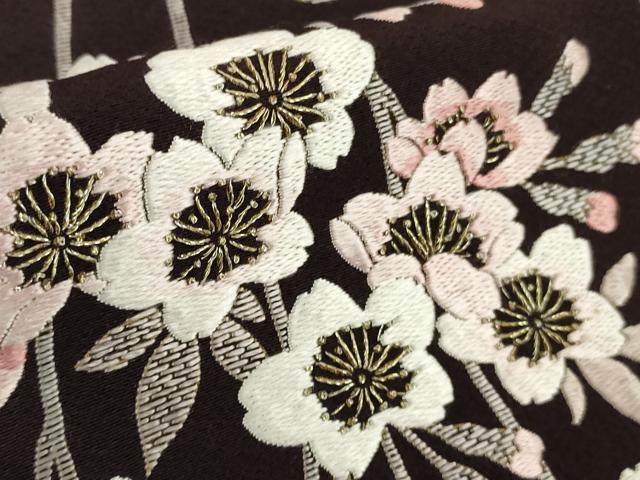 平和屋本店●極上 中国三大刺繍 相良刺繍 総刺繍 訪問着 舞桜 菊 紫黒色地 金糸 ロング丈 逸品 DZAC0353kh6