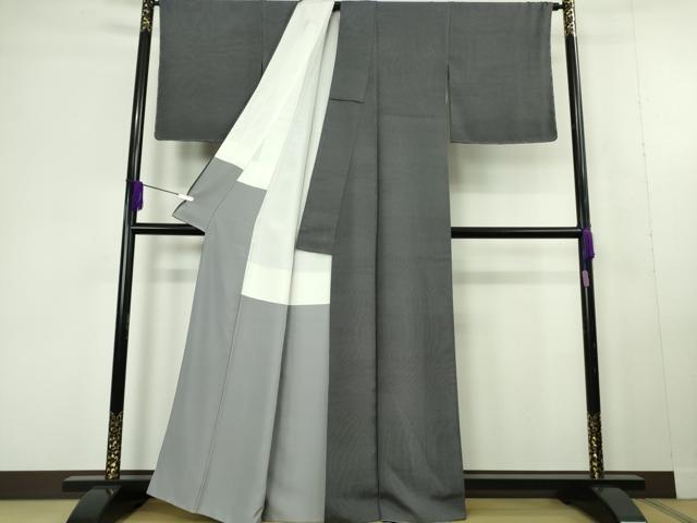 平和屋本店●極上 人間国宝 初代六谷梅軒の息子 二代目 六谷梅軒(六谷博臣)江戸小紋 行儀 藍墨茶色×灰青色 逸品 未使用 DZAC0356kh6