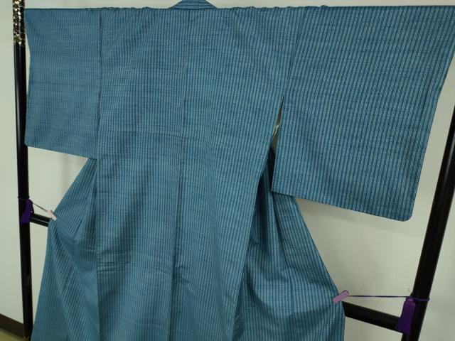 平和屋本店●希少 人間国宝 志村ふくみ 紬 藍染め 縞 青色地 小大丸扱い たとう紙付き 逸品 未使用 DZAC0359kh6