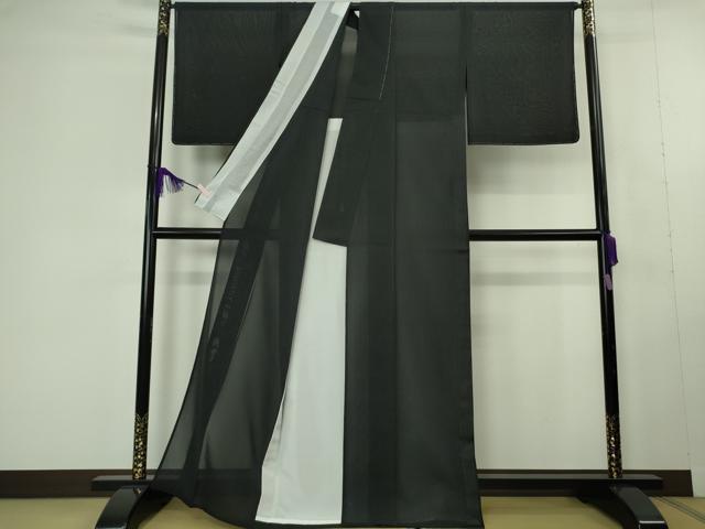 平和屋本店*極上 夏物 東郷織物謹製 本場大島紬 夏大島 縞柄 黒地 証紙付き 逸品 未使用 DZAC0360kh6