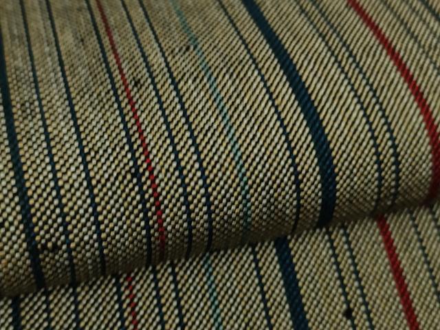 平和屋本店▽希少 ざざんざ織 単衣 縞 逸品 DZAC0365kh6