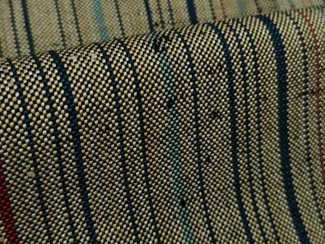 平和屋本店▽希少 ざざんざ織 単衣 縞 逸品 DZAC0365kh6
