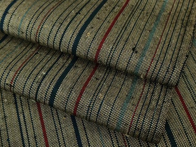 平和屋本店▽希少 ざざんざ織 単衣 縞 逸品 DZAC0365kh6