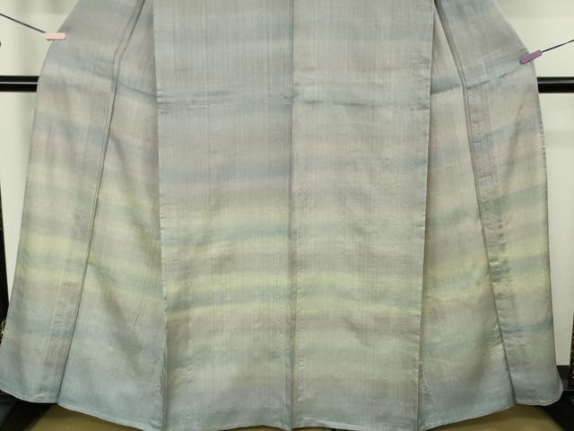 平和屋本店▽極上 インド・アッサム 野蚕糸 手織 ムガシルク 単衣 訪問着 横段文 逸品 DZAC0366kh6