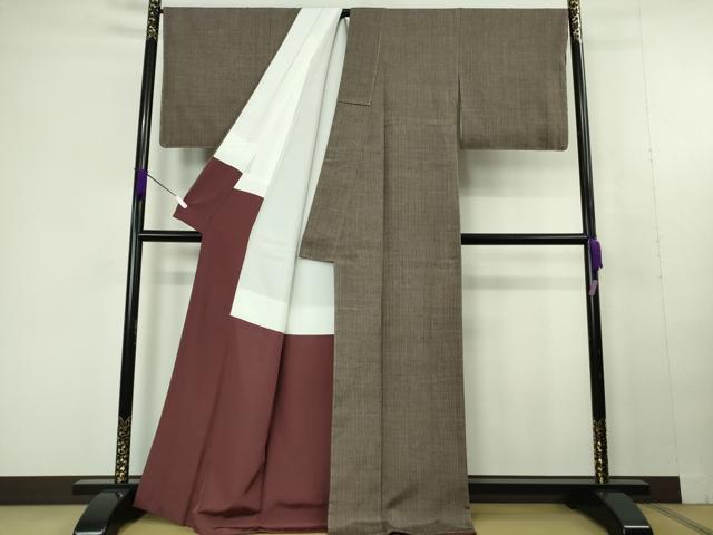 平和屋本店●希少 日本工芸会正会員 草木染織家 山岸幸一 紬 赤崩草木染 寒染 赤崩山房謹製 証紙付き 逸品 未使用 DZAC0369kh6