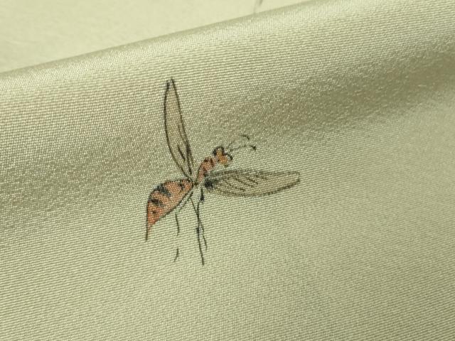 平和屋着物●極上 染色作家 桐山紫香 手描き 訪問着 猿蟹合戦 木蘭色地 暈し染め 逸品 DZAC0372kh6