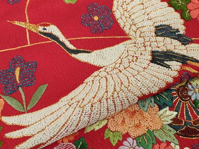平和屋本店●極上 中国三大刺繍 相良刺繍 お引きずり・お引き摺り・引き振袖 和装 駒刺繍 総刺繍 金糸 仮絵羽 逸品 未使用 DZAC0373kh6