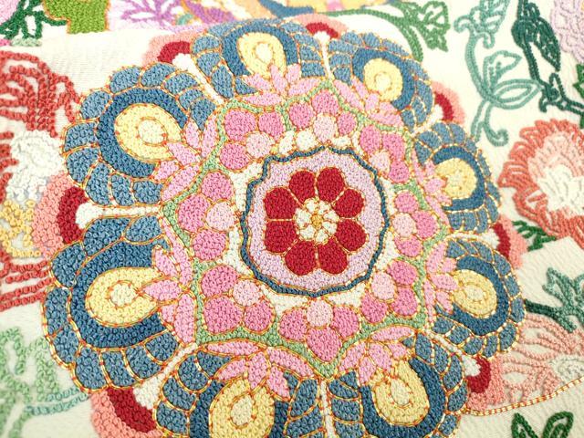 平和屋本店●極上 中国三大刺繍 相良刺繍 お引き摺り・引き振袖 和装 駒刺繍 総刺繍 鳳凰花文 金糸 仮絵羽 逸品 未使用 DZAC0374kh6