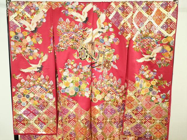 平和屋本店●極上 中国三大刺繍 相良刺繍 総刺繍 駒刺繍 色打掛 和装 婚礼 結婚式 花嫁 格天井花文 金彩 仮絵羽 逸品 未使用 DZAC0375kh6
