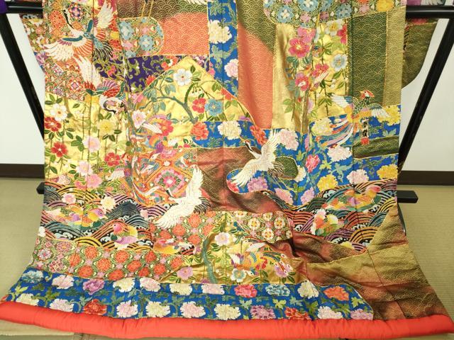 平和屋本店●最高級 中国三大刺繍 相良刺繍 駒刺繍 総手刺繍 色打掛 和装 婚礼 結婚式 花嫁 吉祥花鳥文 金彩 逸品 DZAC0380kh6