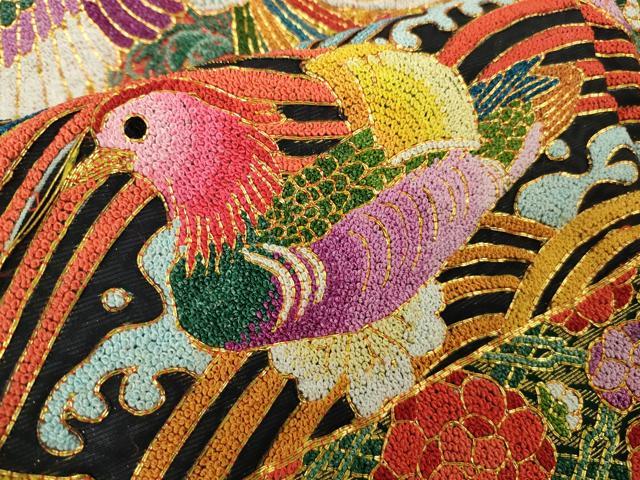 平和屋本店●最高級 中国三大刺繍 相良刺繍 駒刺繍 総手刺繍 色打掛 和装 婚礼 結婚式 花嫁 吉祥花鳥文 金彩 逸品 DZAC0380kh6