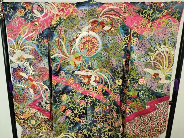 平和屋本店●最高級 中国三大刺繍 総相良刺繍 駒刺繍 色打掛 和装 婚礼 結婚式 花嫁 鳳凰花唐草文 金糸 逸品 DZAC0381kh6