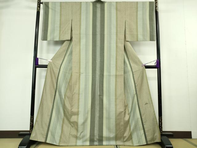 平和屋本店●極上 能州紬 絲藝苑 上島洋山 間道 ますいわ屋扱い 逸品 DZAC0386kh6