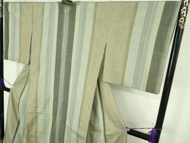平和屋本店●極上 能州紬 絲藝苑 上島洋山 間道 ますいわ屋扱い 逸品 DZAC0386kh6